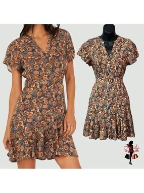 IDYLLWIND Wrangler NEW XS Feeling Good Floral Paisley Peplum Mini Dress Bohemian